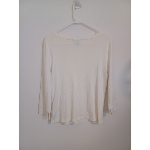 Lauren Ralph Lauren Pullover Knit Top Womens Large Ivory 3/4 Sleeves Preppy - Picture 7 of 8